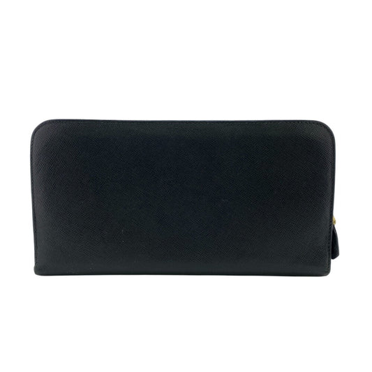 PRADA Long Wallet Purse leather black leather