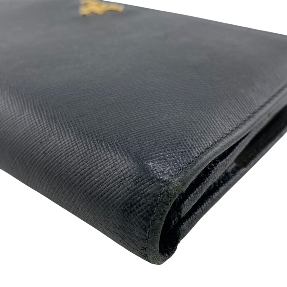 PRADA Long Wallet Purse leather black leather