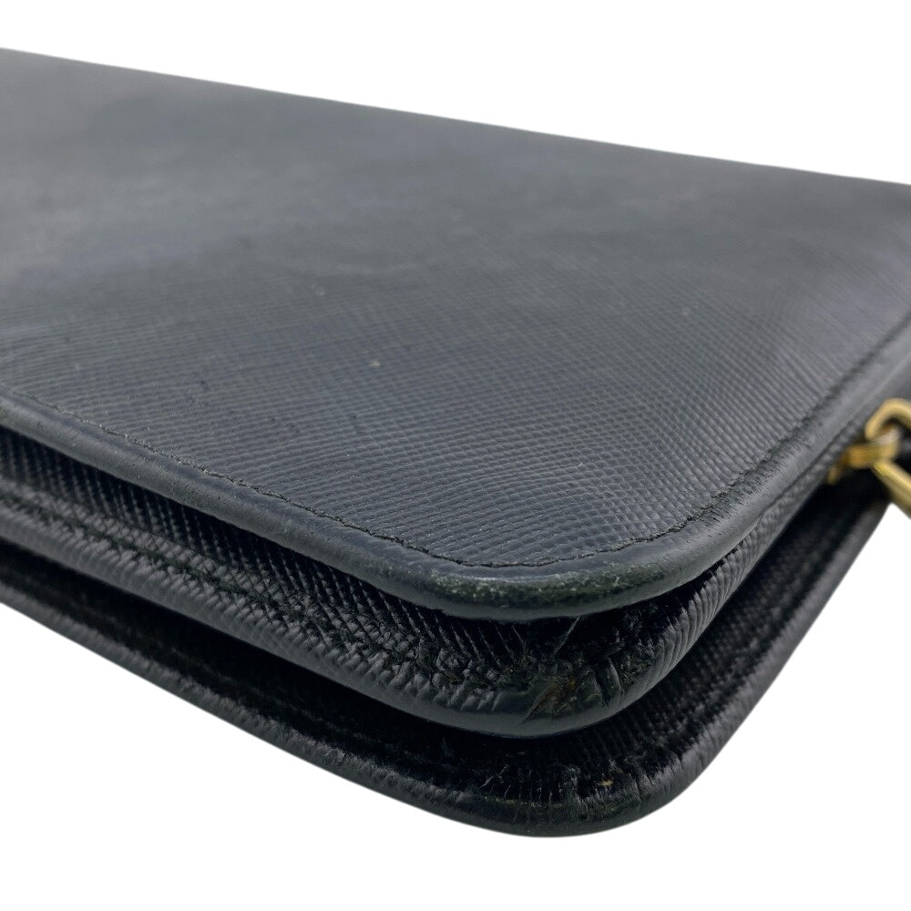 PRADA Long Wallet Purse leather black leather