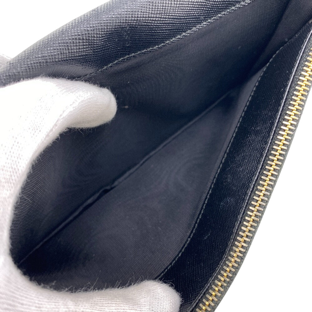 PRADA Long Wallet Purse leather black leather