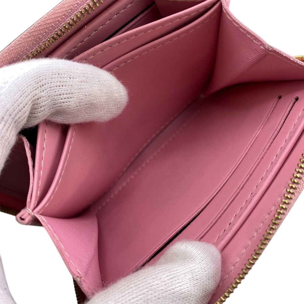 LOUIS VUITTON Coin case M90590 patent leather , calf leather pink Vernis Zippy Zip around purse