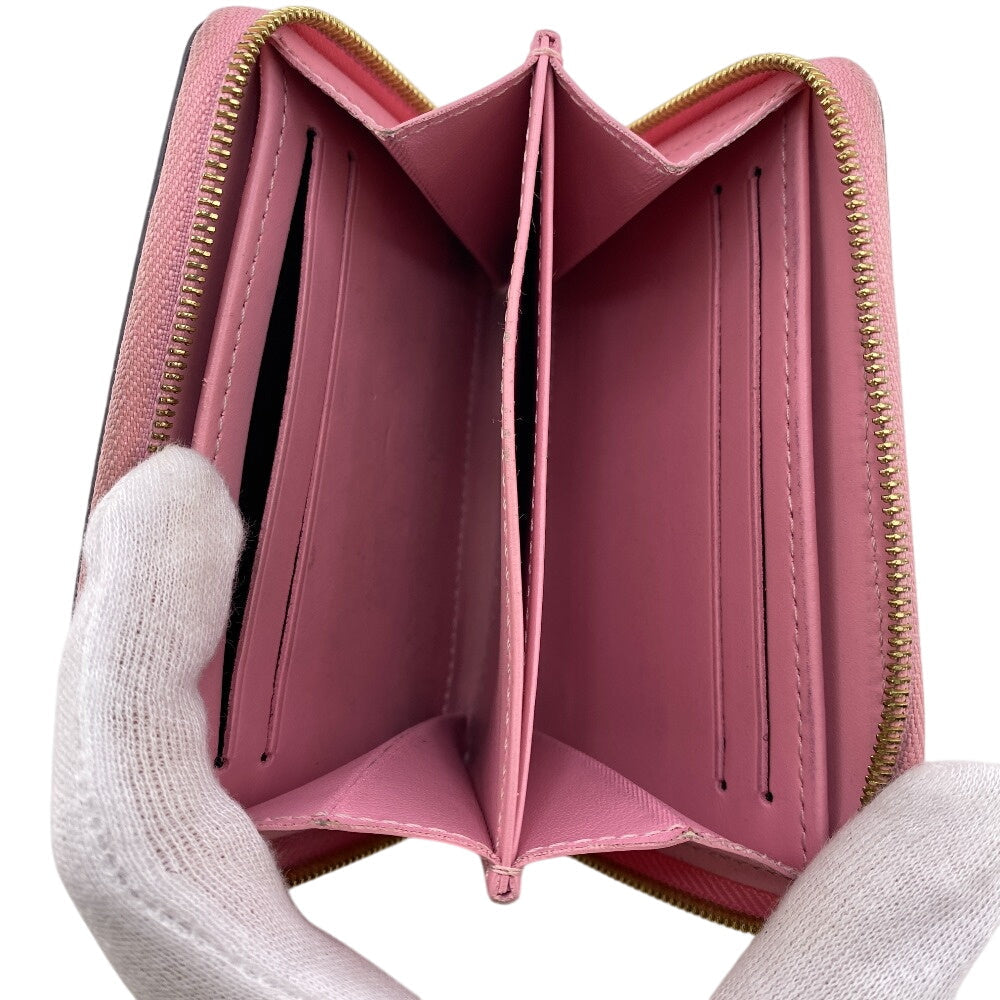 LOUIS VUITTON Coin case M90590 patent leather , calf leather pink Vernis Zippy Zip around purse