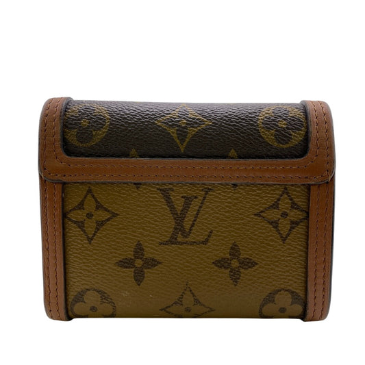 LOUIS VUITTON Tri-fold wallet M68725 leather Brown Monogram reverse Portefeuille Daufine Compact