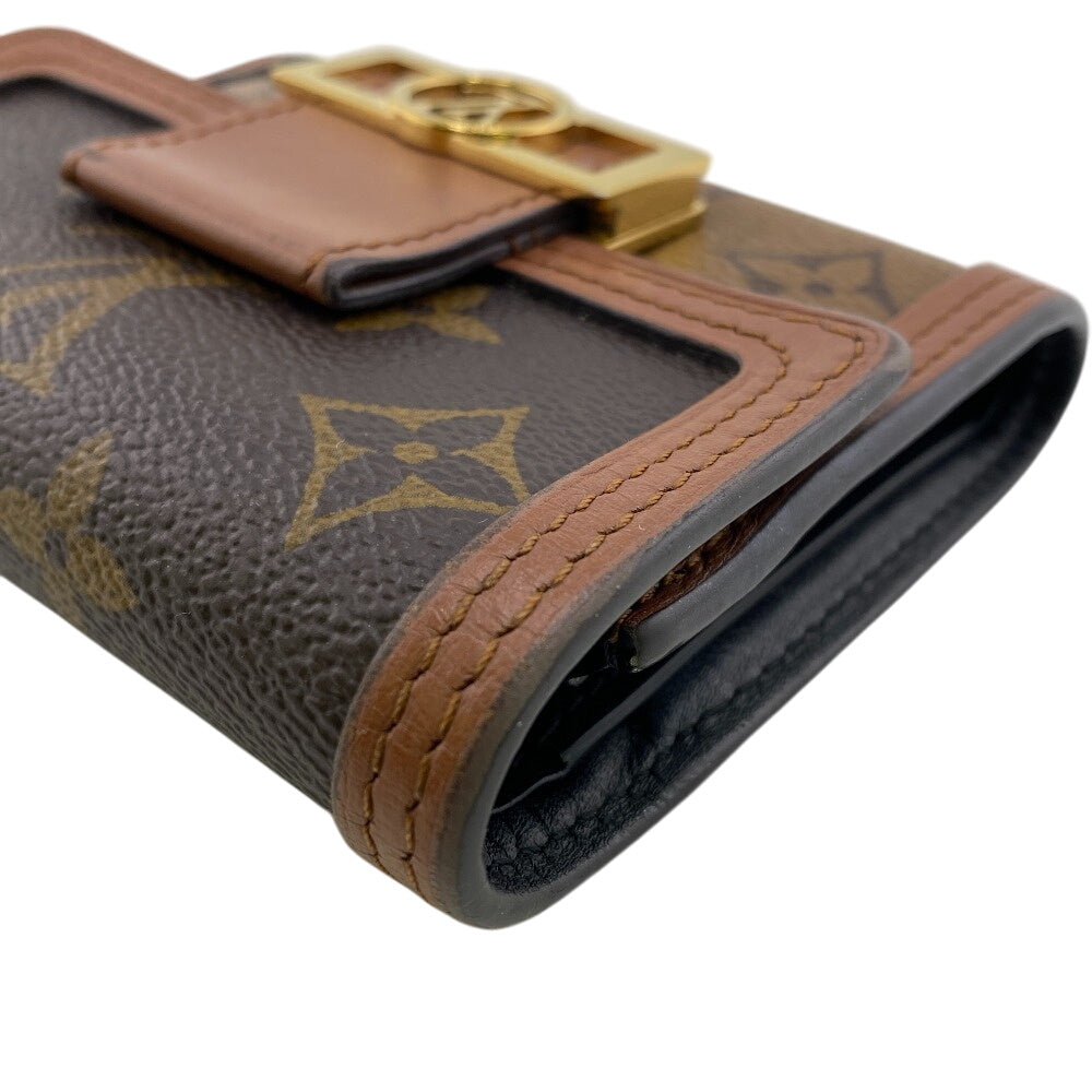 LOUIS VUITTON Tri-fold wallet M68725 leather Brown Monogram reverse Portefeuille Daufine Compact