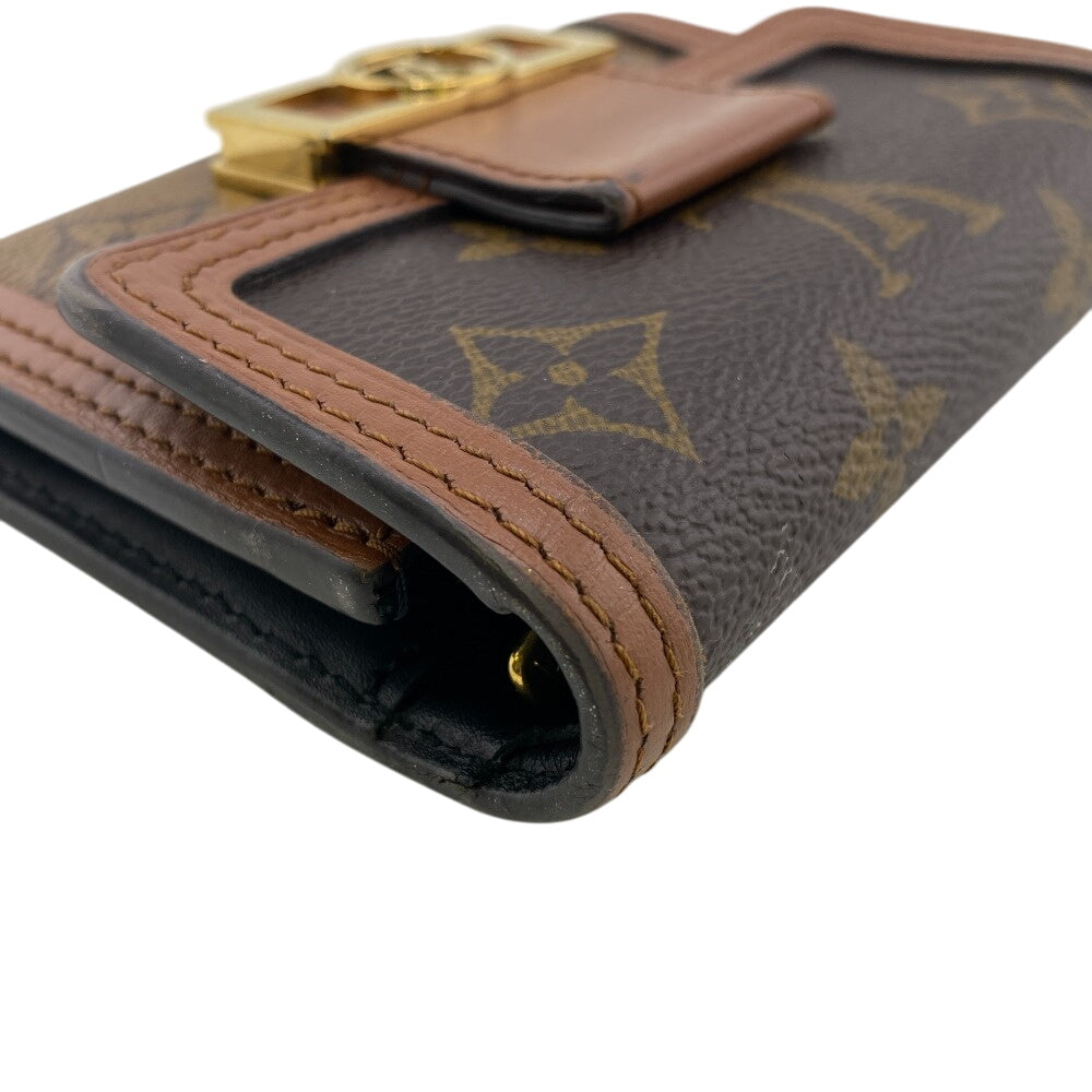LOUIS VUITTON Tri-fold wallet M68725 leather Brown Monogram reverse Portefeuille Daufine Compact
