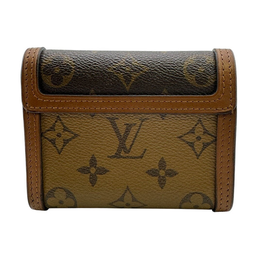 LOUIS VUITTON Tri-fold wallet M68725 leather Brown Monogram reverse Portefeuille Daufine Compact