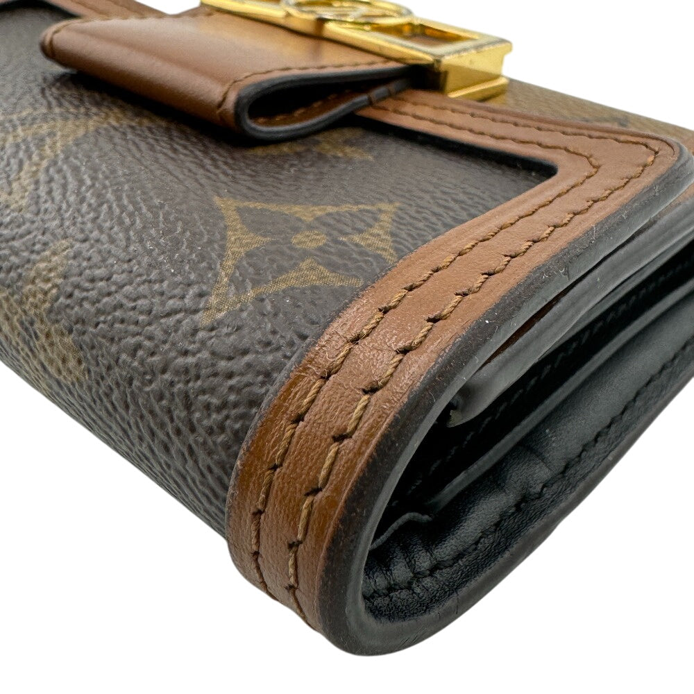 LOUIS VUITTON Tri-fold wallet M68725 leather Brown Monogram reverse Portefeuille Daufine Compact