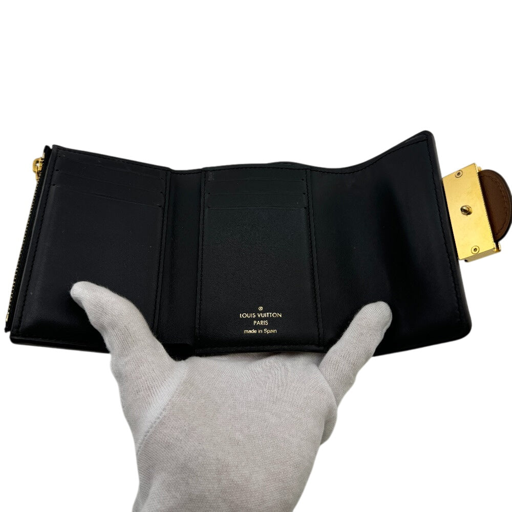 LOUIS VUITTON Tri-fold wallet M68725 leather Brown Monogram reverse Portefeuille Daufine Compact
