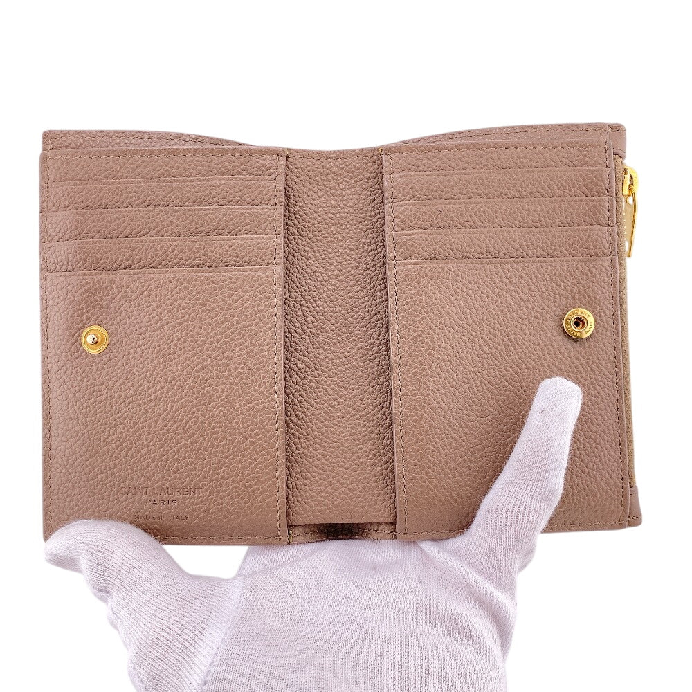 SAINT LAURENT Bifold Wallet leather Brown type