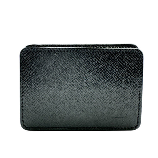 LOUIS VUITTON Coin case M30598 Taiga, Leather black Taiga Coin purse