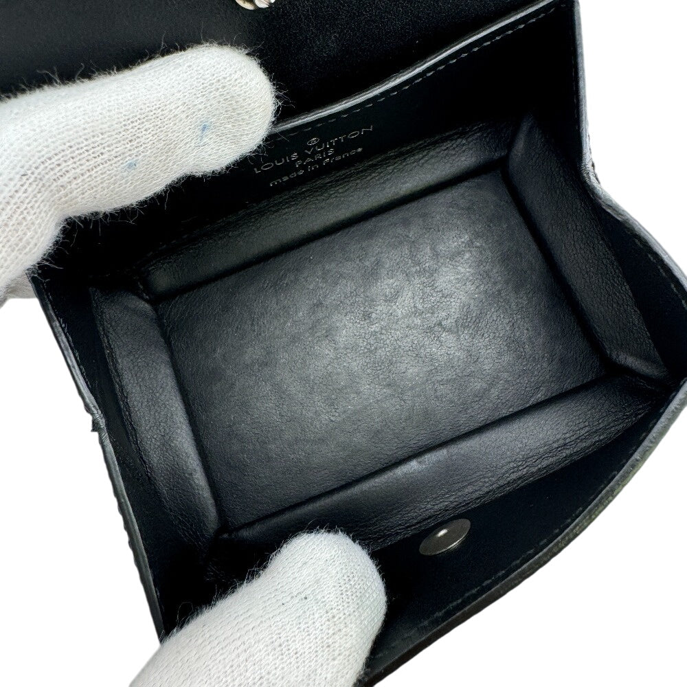 LOUIS VUITTON Coin case M30598 Taiga, Leather black Taiga Coin purse