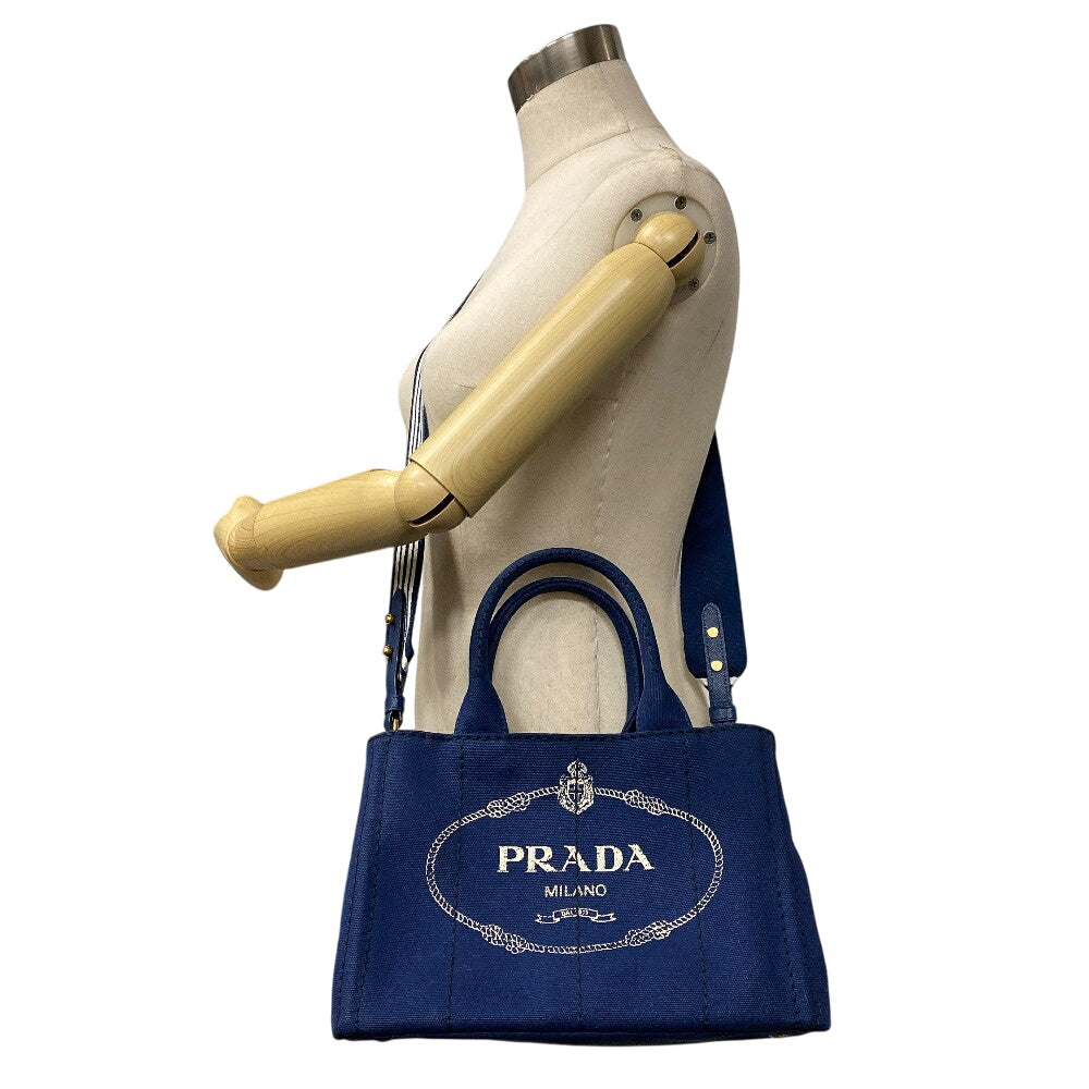 PRADA Handbag 1BG439 canvas Navy Canapa S