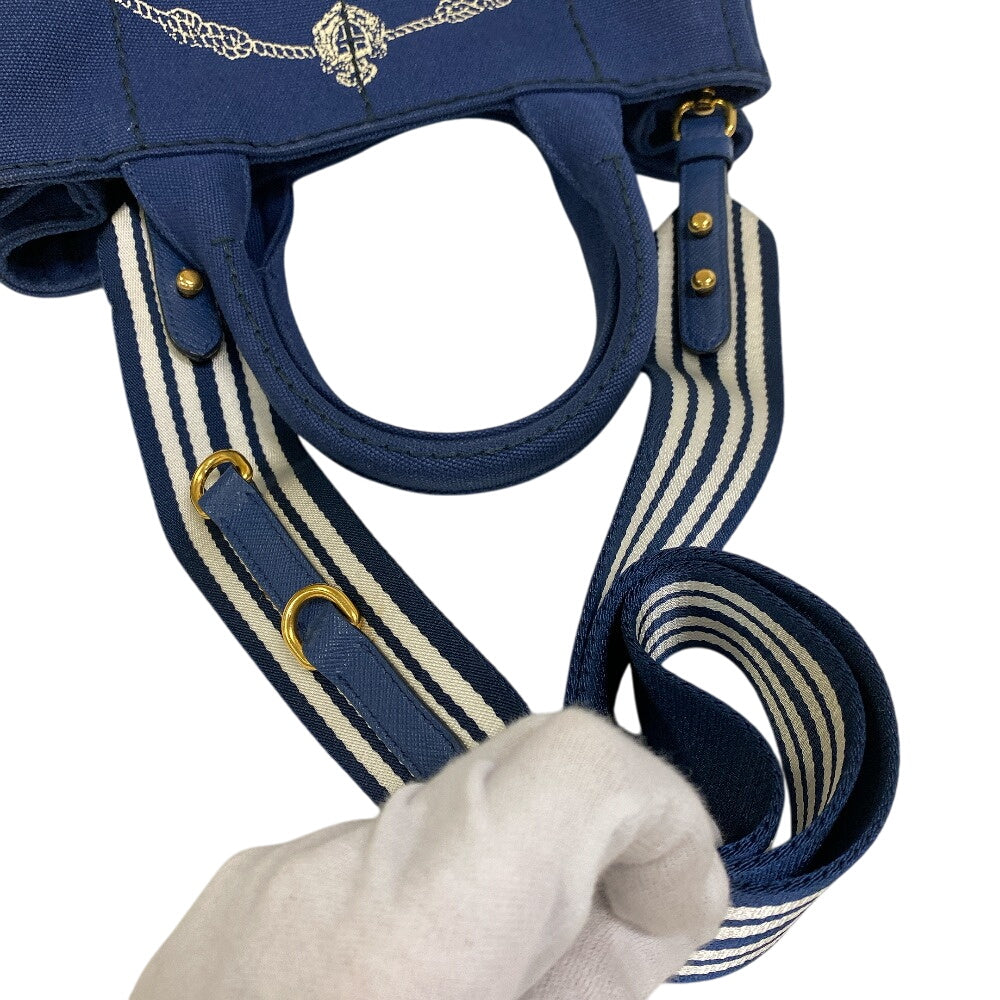 PRADA Handbag 1BG439 canvas Navy Canapa S