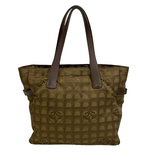 CHANEL Tote Bag Cotton canvas khaki New travel line