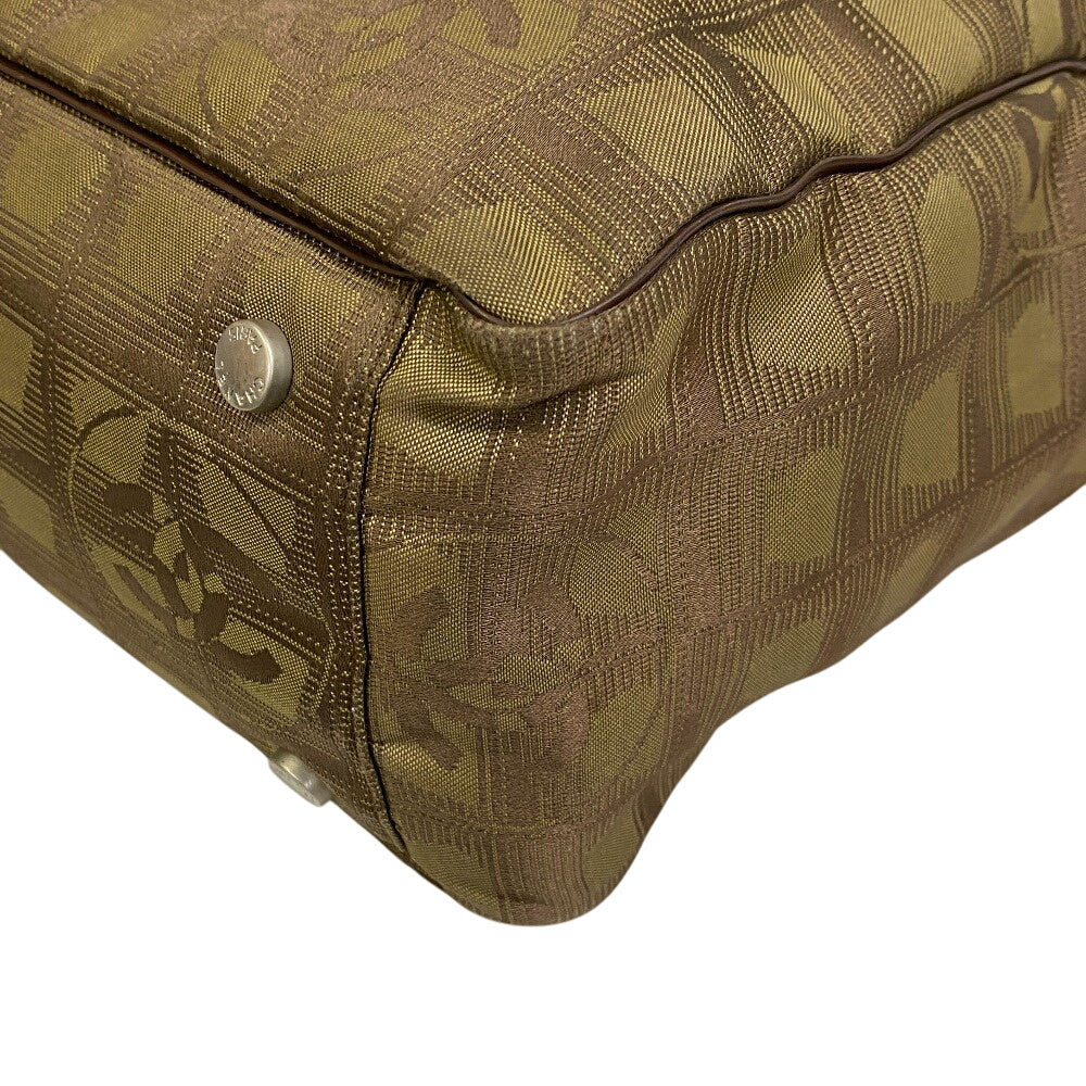 CHANEL Tote Bag Cotton canvas khaki New travel line