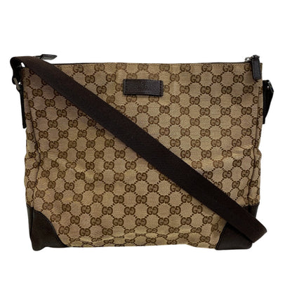 GUCCI Shoulder Bag 110054 PVC coated canvas Brown GG canvas