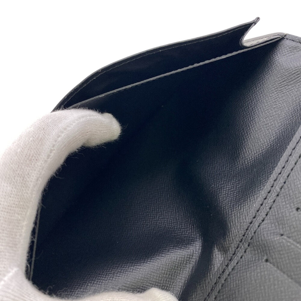LOUIS VUITTON Long Wallet Purse leather black Taiga Portefeuille Ron