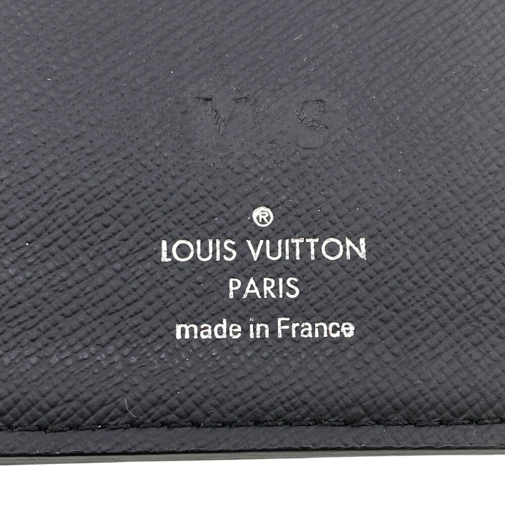 LOUIS VUITTON Long Wallet Purse leather black Taiga Portefeuille Ron
