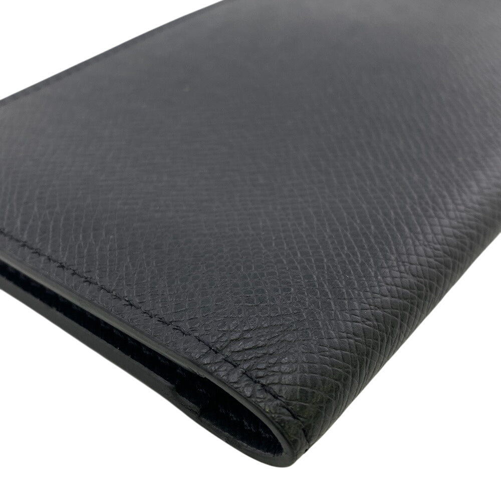 LOUIS VUITTON Long Wallet Purse leather black Taiga Portefeuille Ron