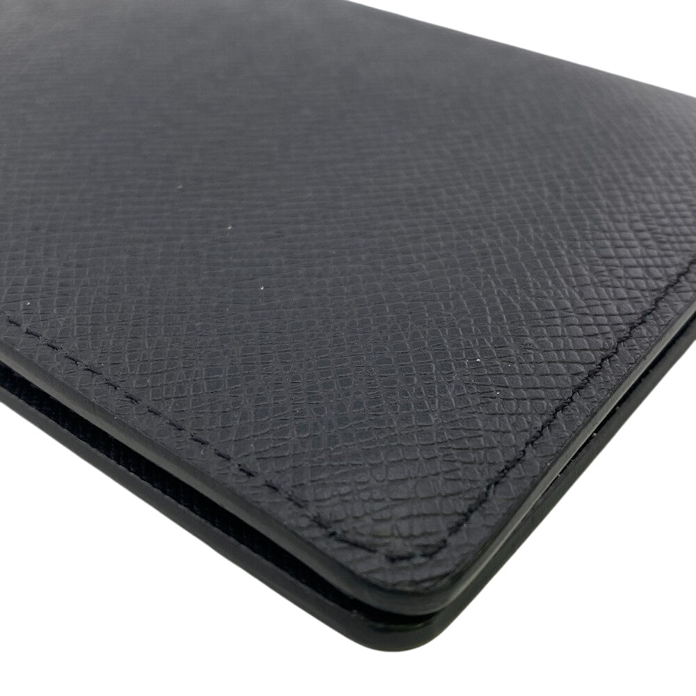 LOUIS VUITTON Long Wallet Purse leather black Taiga Portefeuille Ron