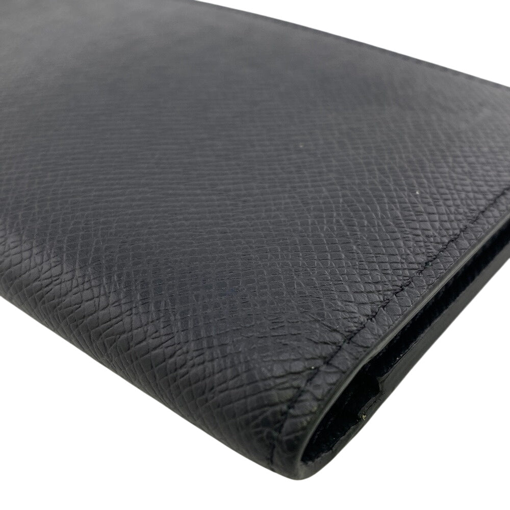 LOUIS VUITTON Long Wallet Purse leather black Taiga Portefeuille Ron