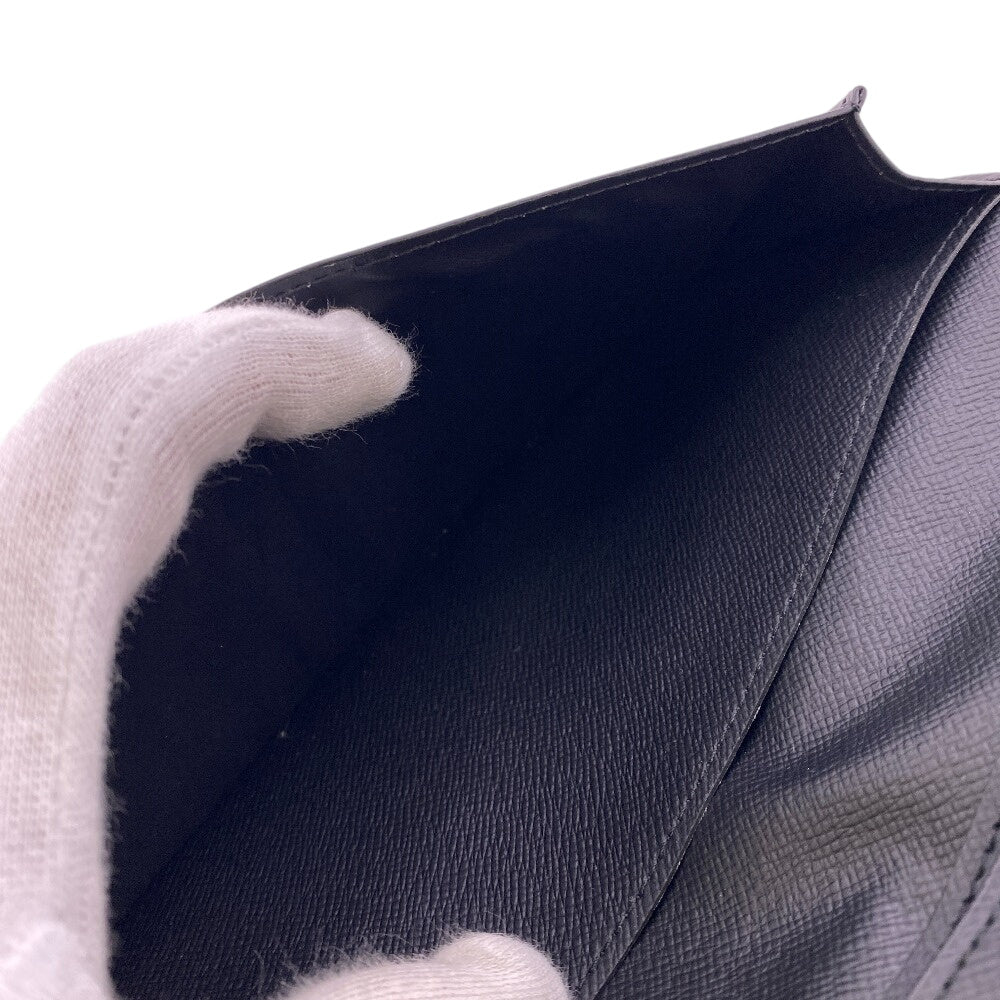 LOUIS VUITTON Long Wallet Purse leather black Taiga Portefeuille Ron