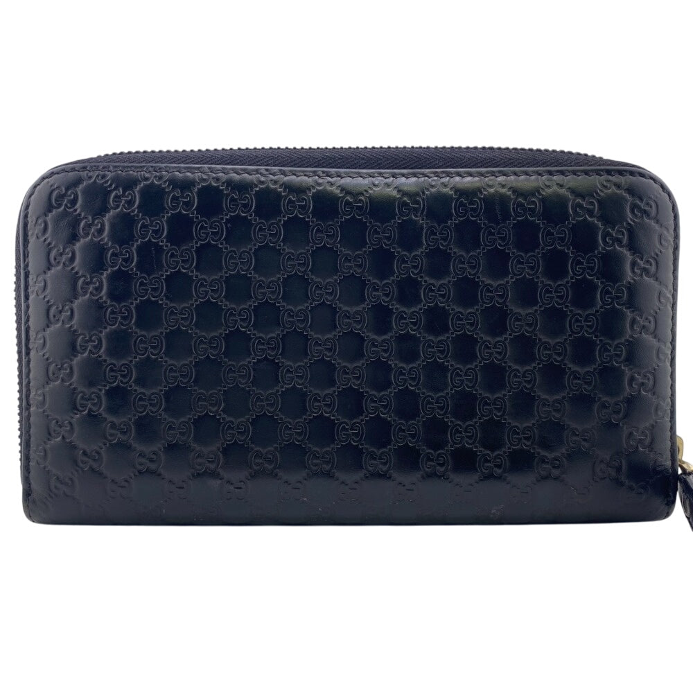 GUCCI Long Wallet Purse 449391 leather black Micro Guccisima