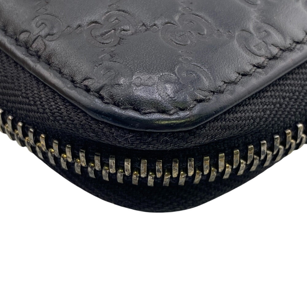 GUCCI Long Wallet Purse 449391 leather black Micro Guccisima