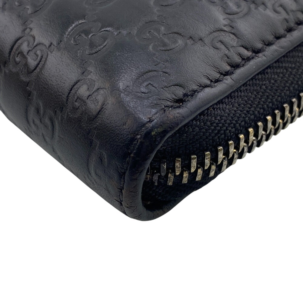 GUCCI Long Wallet Purse 449391 leather black Micro Guccisima