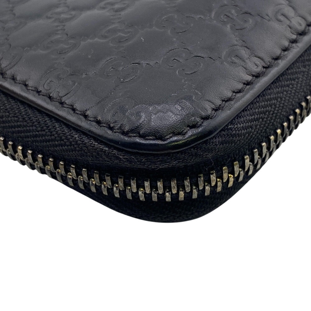 GUCCI Long Wallet Purse 449391 leather black Micro Guccisima