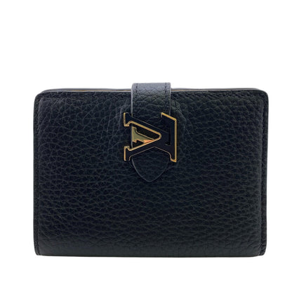 LOUIS VUITTON Bifold Wallet トリヨン Taurillon Clemence black Noir LV Vertical Wallet Compact