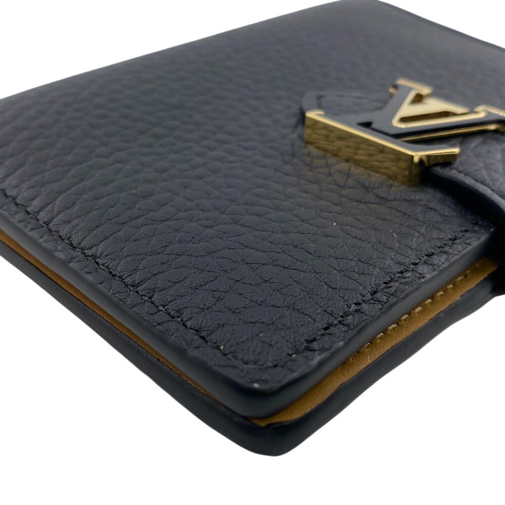 LOUIS VUITTON Bifold Wallet トリヨン Taurillon Clemence black Noir LV Vertical Wallet Compact