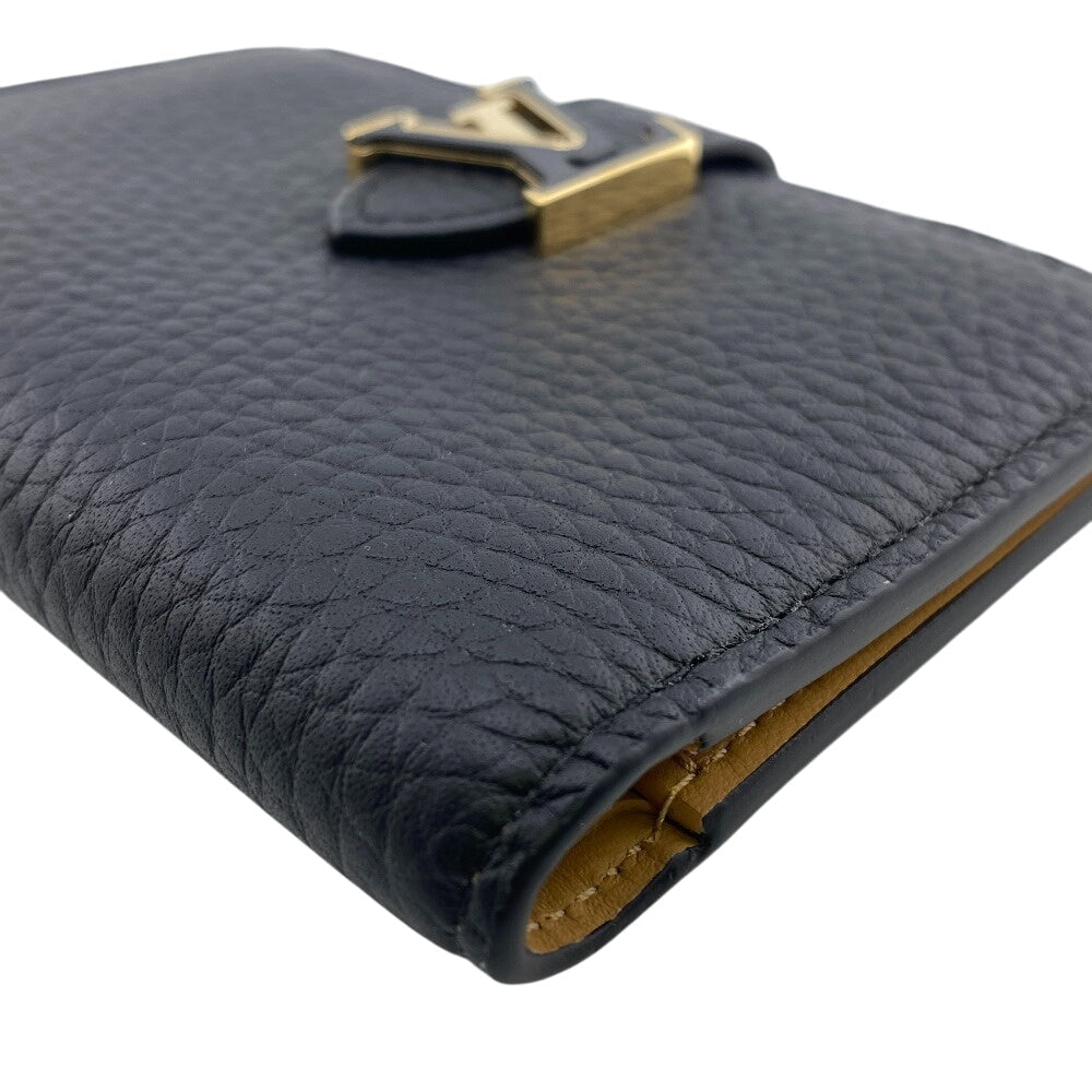 LOUIS VUITTON Bifold Wallet トリヨン Taurillon Clemence black Noir LV Vertical Wallet Compact