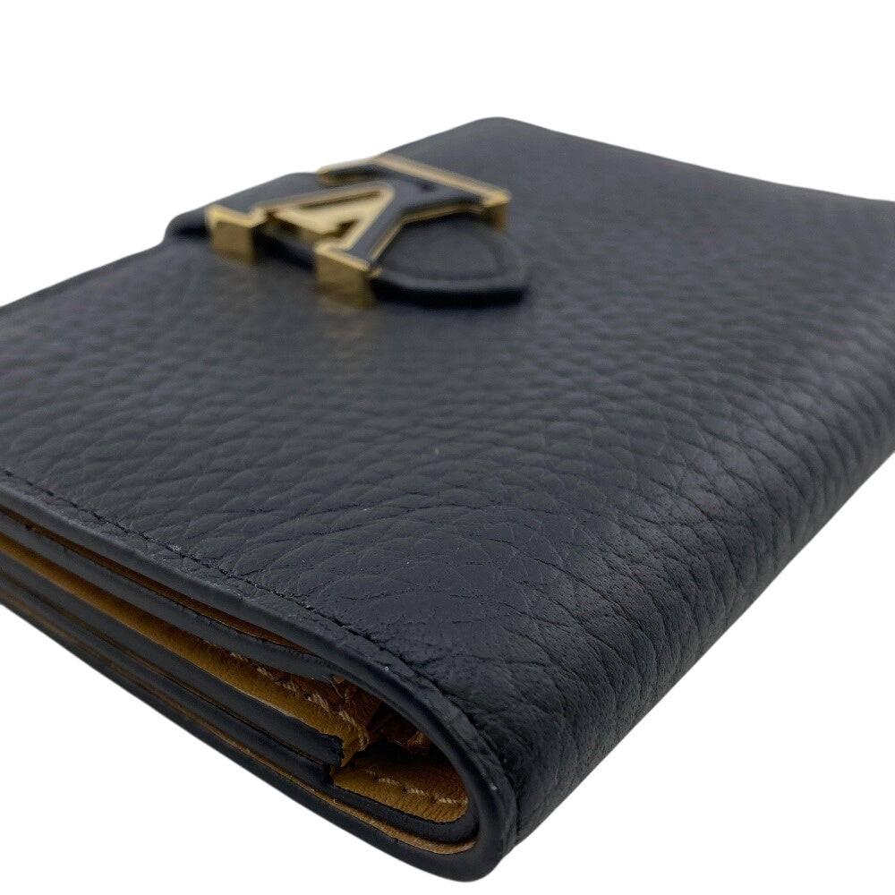 LOUIS VUITTON Bifold Wallet トリヨン Taurillon Clemence black Noir LV Vertical Wallet Compact