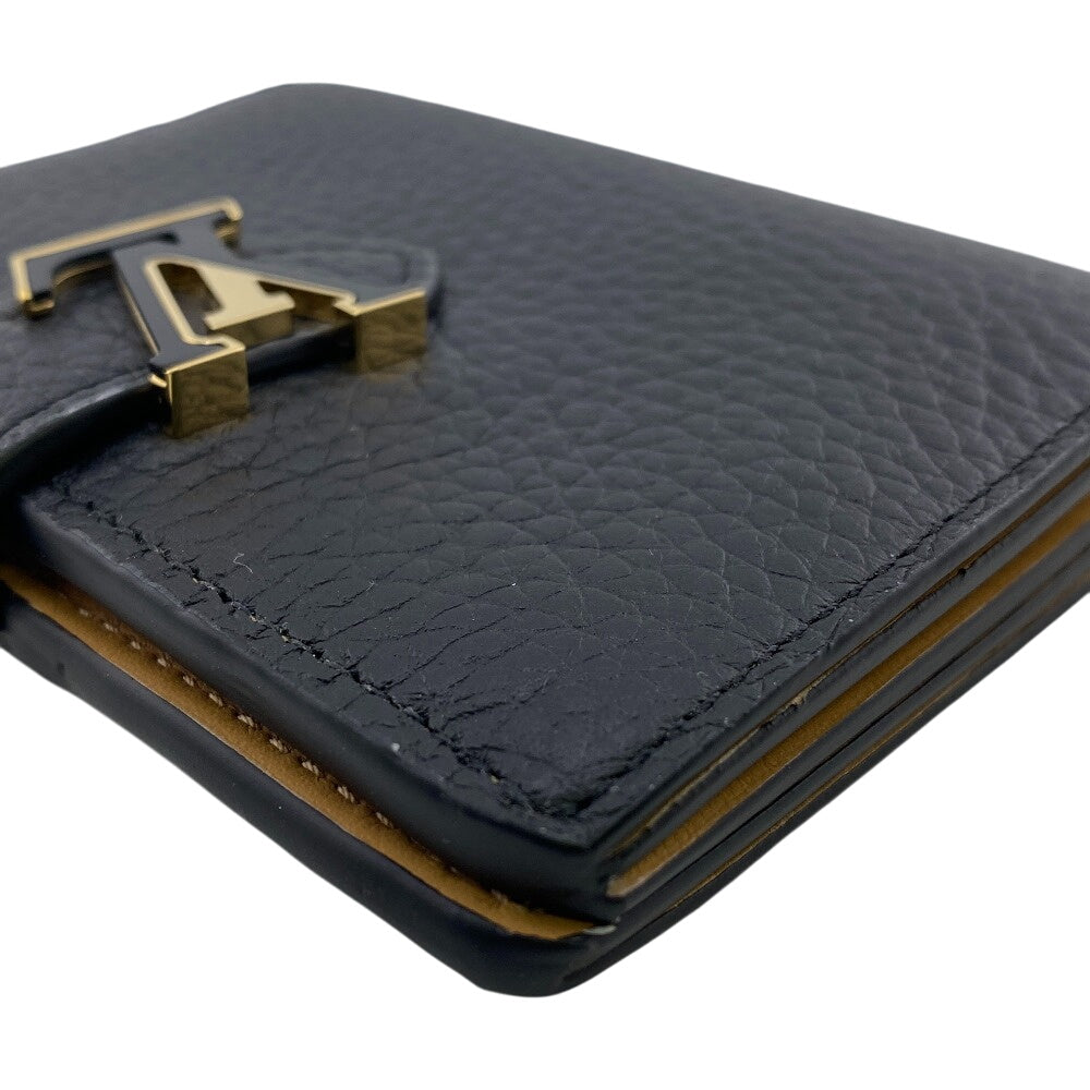 LOUIS VUITTON Bifold Wallet トリヨン Taurillon Clemence black Noir LV Vertical Wallet Compact