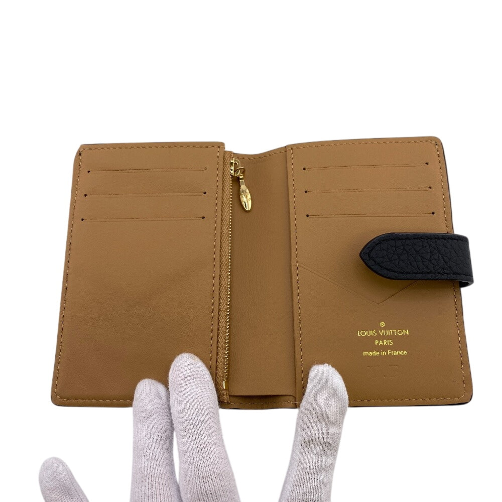 LOUIS VUITTON Bifold Wallet トリヨン Taurillon Clemence black Noir LV Vertical Wallet Compact