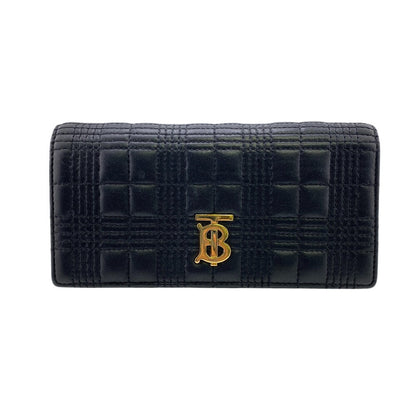 BURBERRY Long Wallet Purse leather black TB Roller