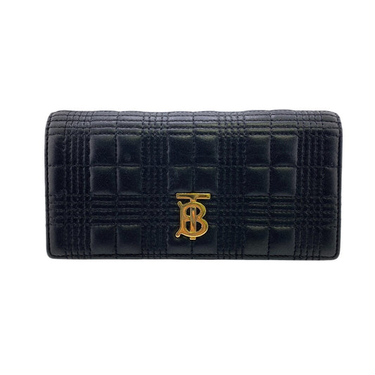 BURBERRY Long Wallet Purse leather black TB Roller