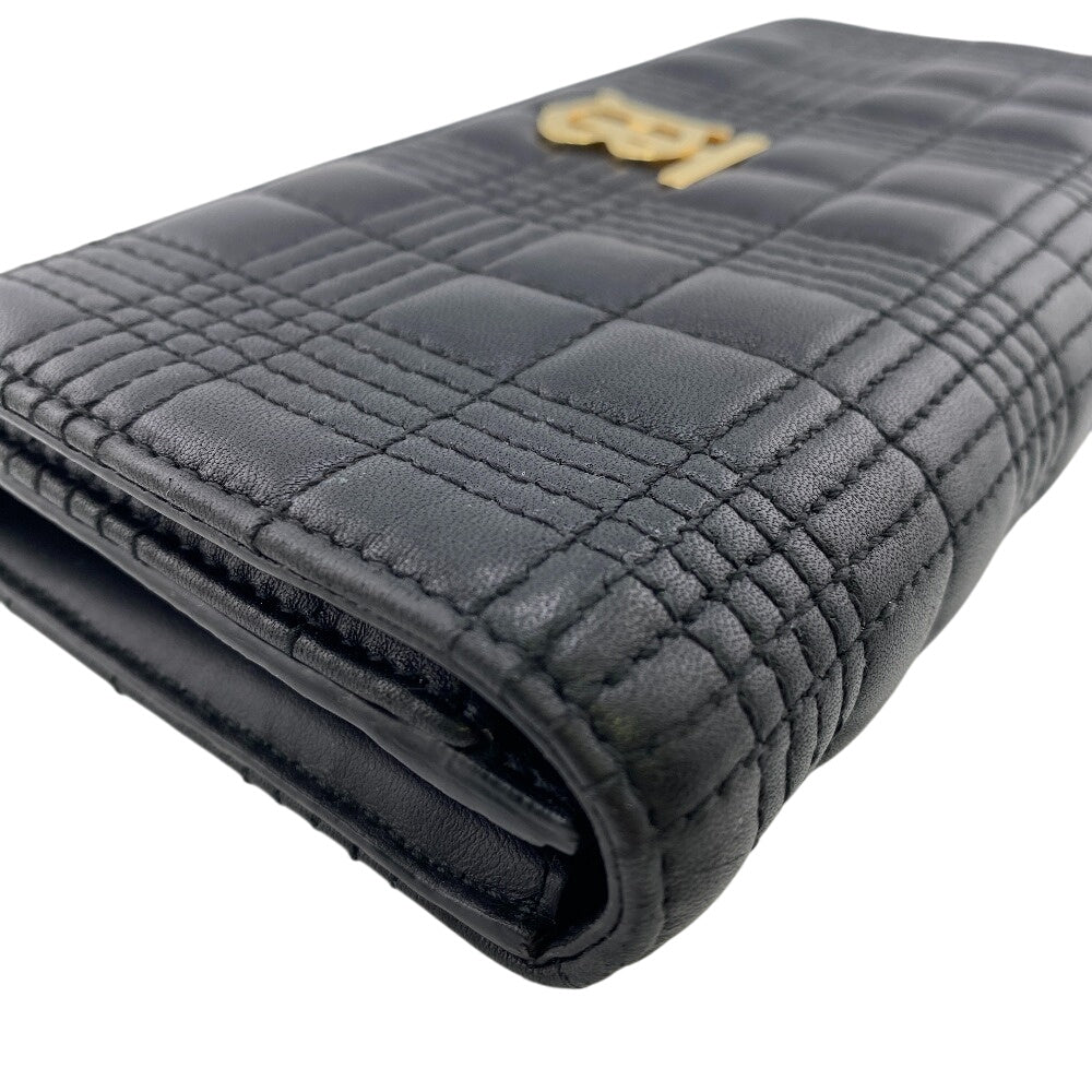 BURBERRY Long Wallet Purse leather black TB Roller
