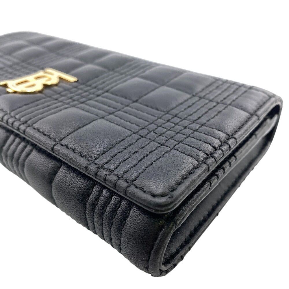 BURBERRY Long Wallet Purse leather black TB Roller