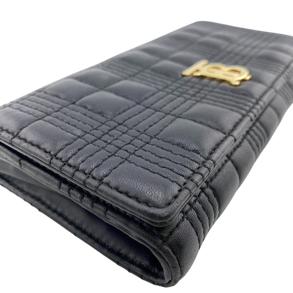 BURBERRY Long Wallet Purse leather black TB Roller