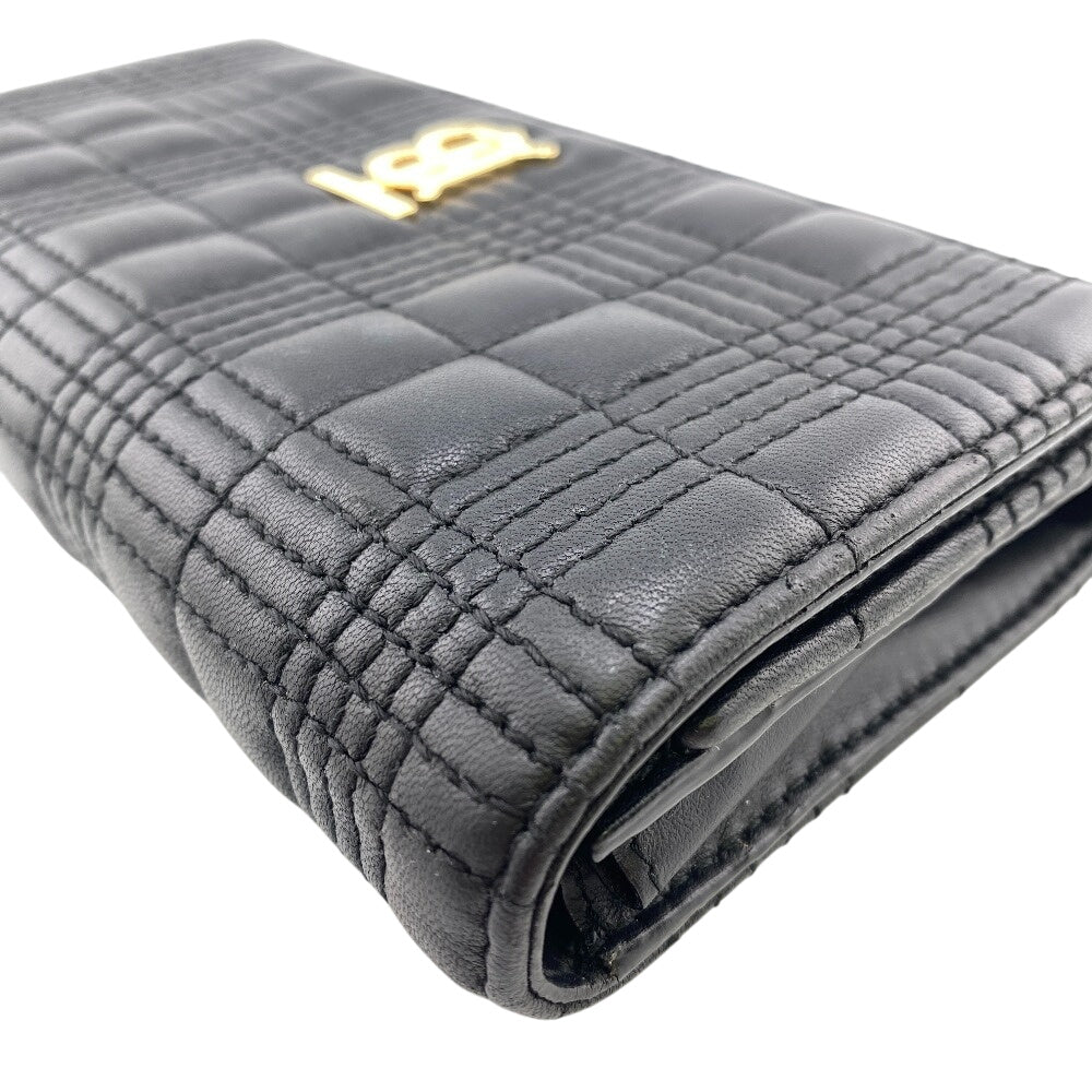 BURBERRY Long Wallet Purse leather black TB Roller