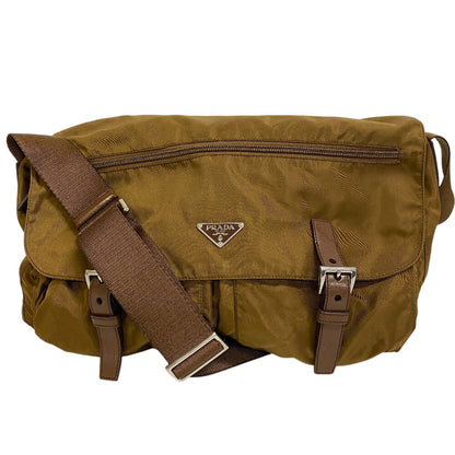 PRADA Shoulder Bag BT1738 Nylon Brown Triangular plate PRADA Vera Line Nylon Messenger Bag
