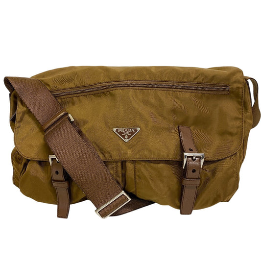 PRADA Shoulder Bag BT1738 Nylon Brown Triangular plate PRADA Vera Line Nylon Messenger Bag
