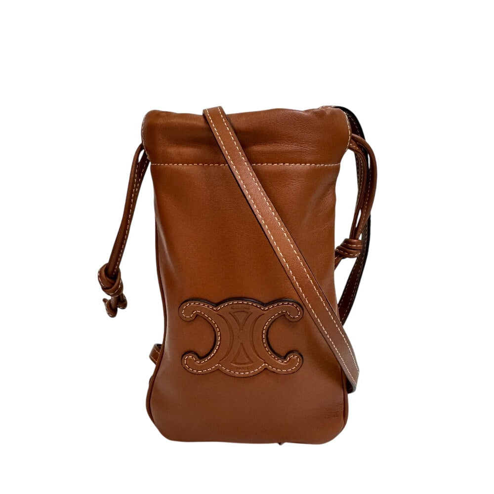 CELINE Pochette lambskin Brown Triomphe