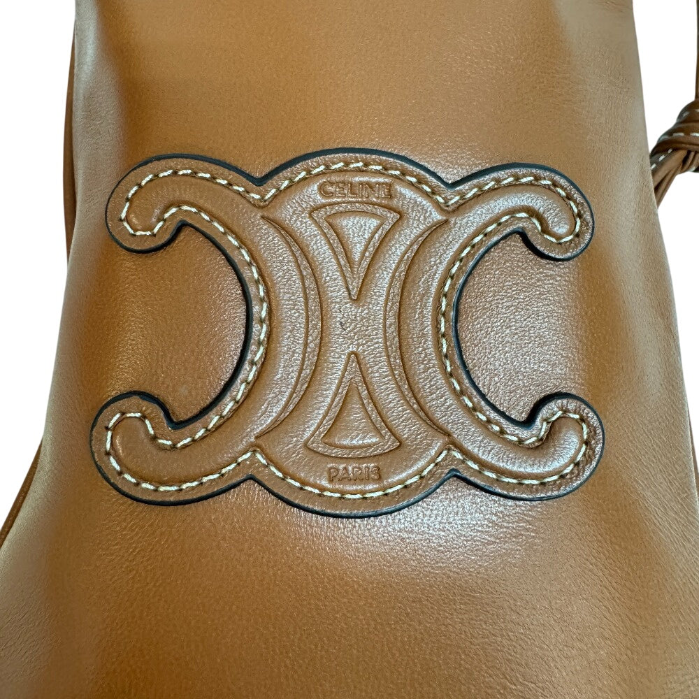 CELINE Pochette lambskin Brown Triomphe