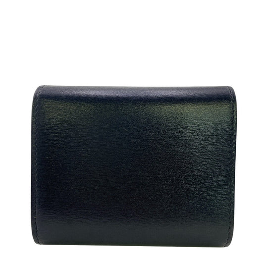 CELINE Tri-fold wallet leather black Small flap wallet