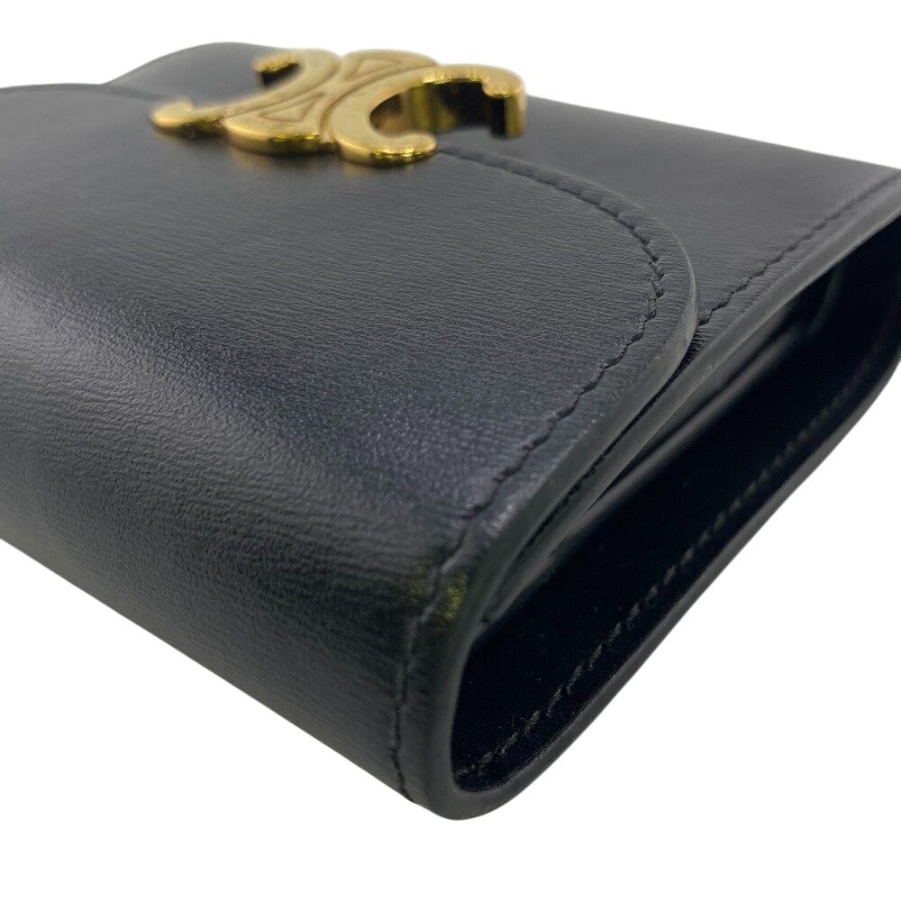 CELINE Tri-fold wallet leather black Small flap wallet
