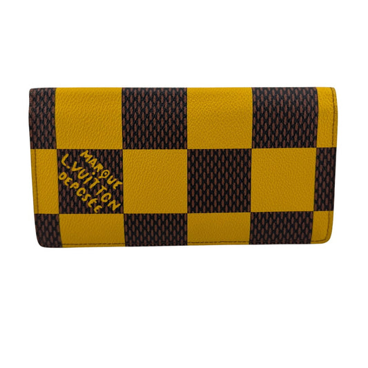 LOUIS VUITTON Long Wallet Purse ダミエポップ leather yellow Damier Pop Portefeuille Brazza