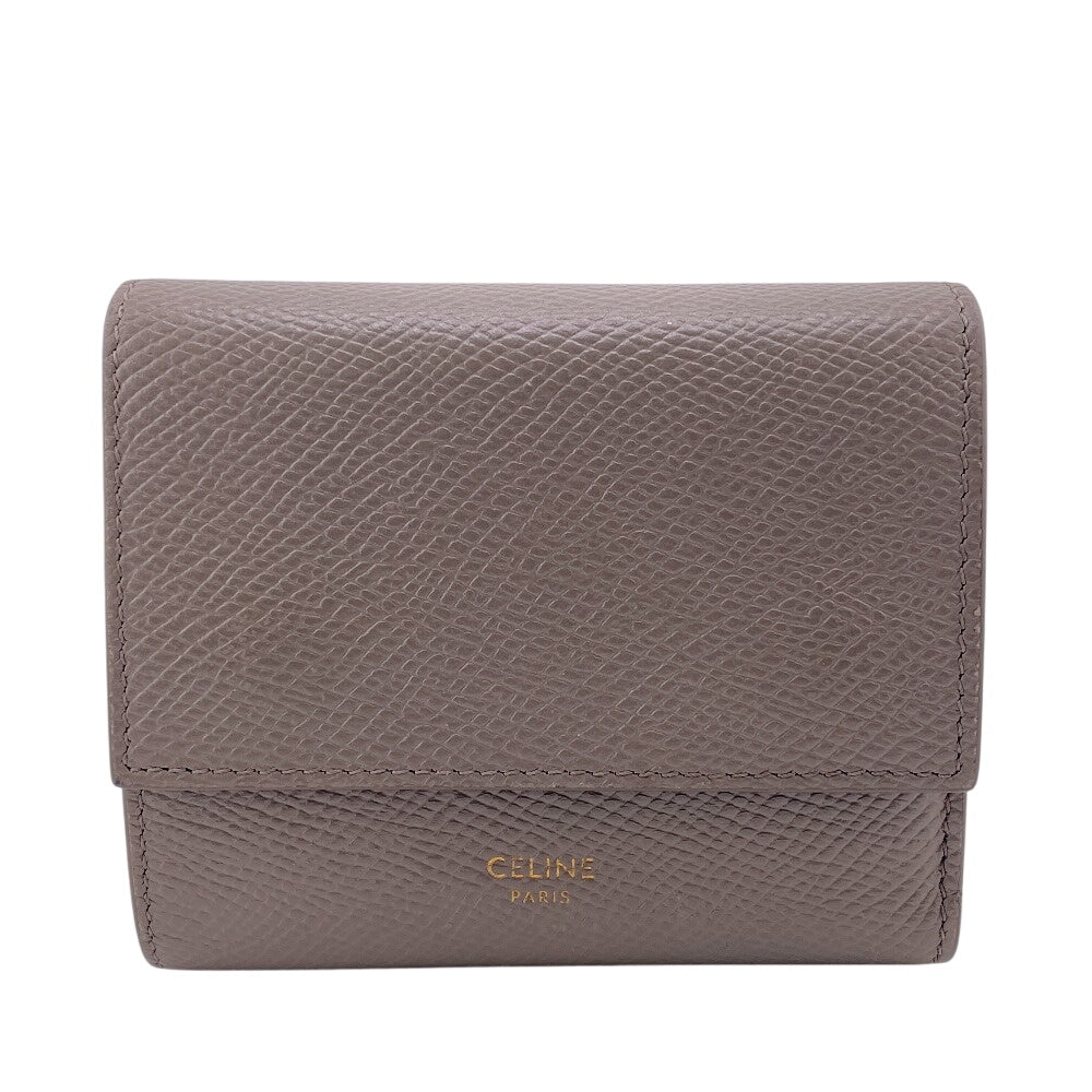 CELINE Tri-fold wallet leather gray Small trifold